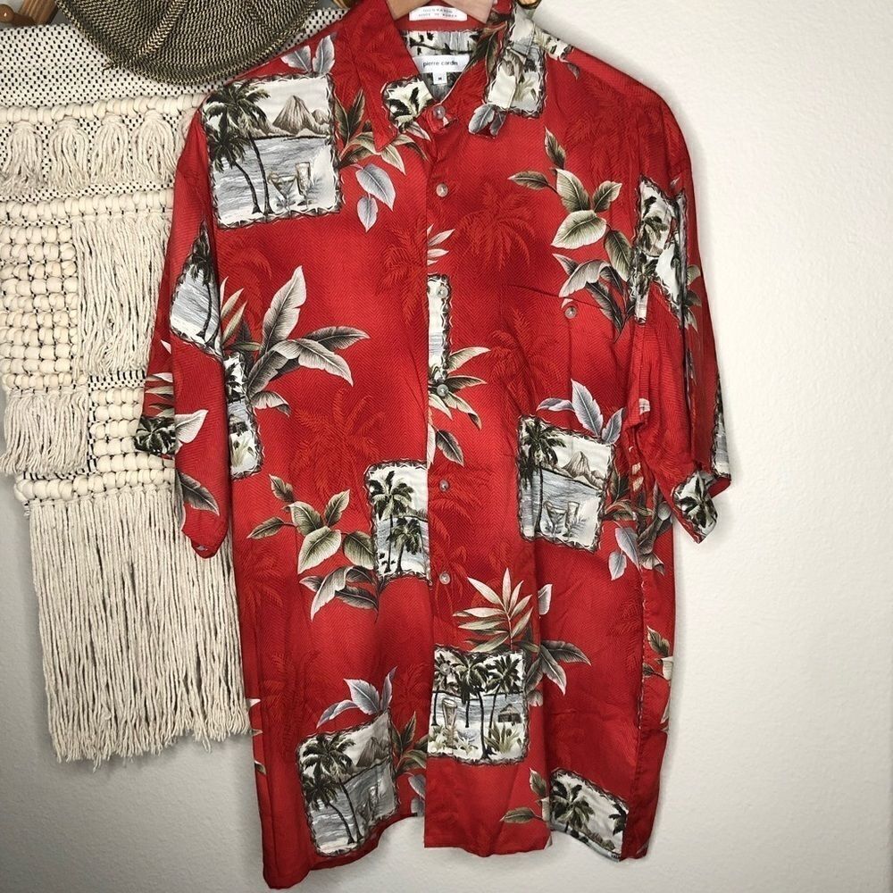 Pierre Cardin Tropical Hawaiian Button Down Shirt